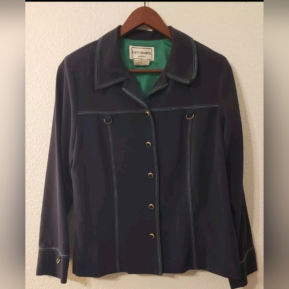 Karin Stevens Blue Blazer with Tailored Silhouette